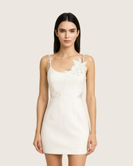 Floral Vine Tie Dress - White