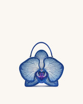 Flora Orchid Shaped Top Handle Bag - Blue