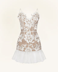 Floral Sling Mini Dress - White