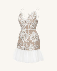 Floral Sling Mini Dress - White