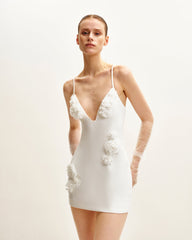 Floral Embrace Sleeveless Gown - White