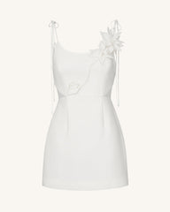 Floral Vine Tie Dress - White