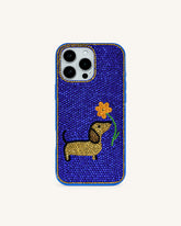 Dachshund with Flower Phone Case - Multicolor Blue