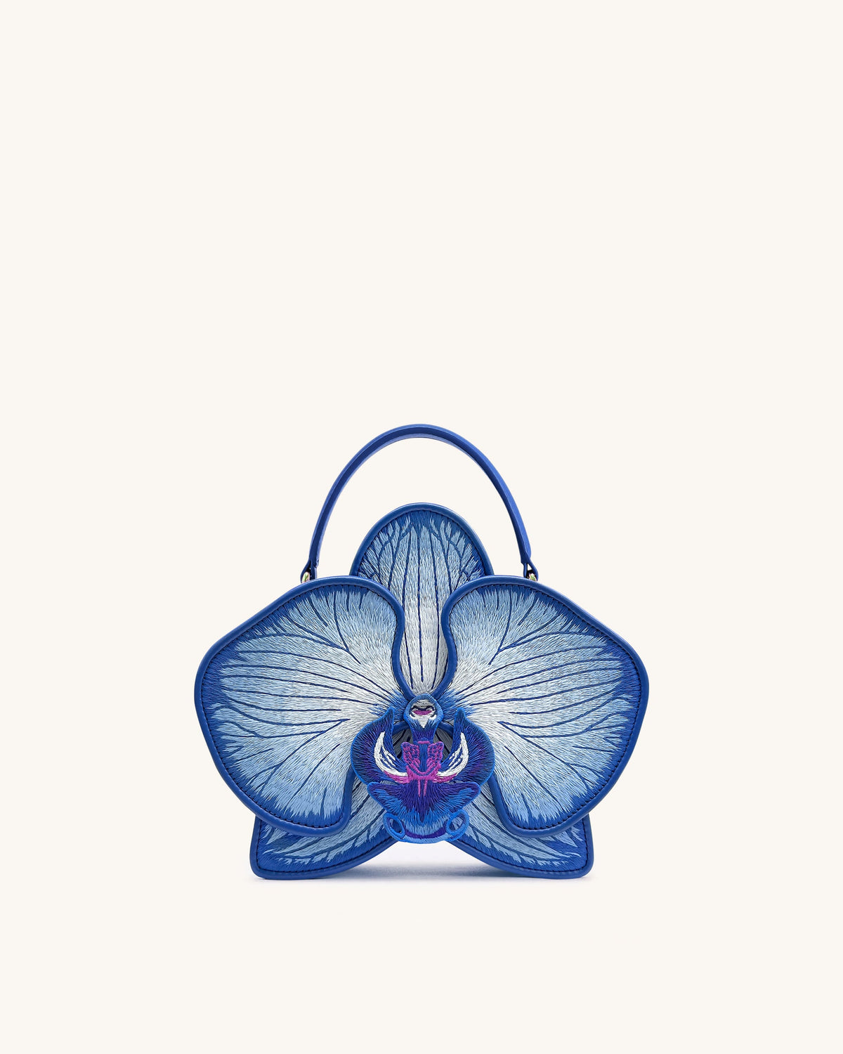 Flora Orchid Shaped Top Handle Bag - Blue