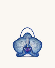 Flora Orchid Shaped Top Handle Bag - Blue