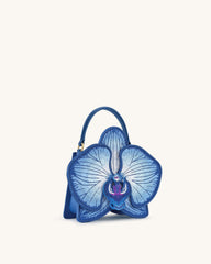 Flora Orchid Shaped Top Handle Bag - Blue