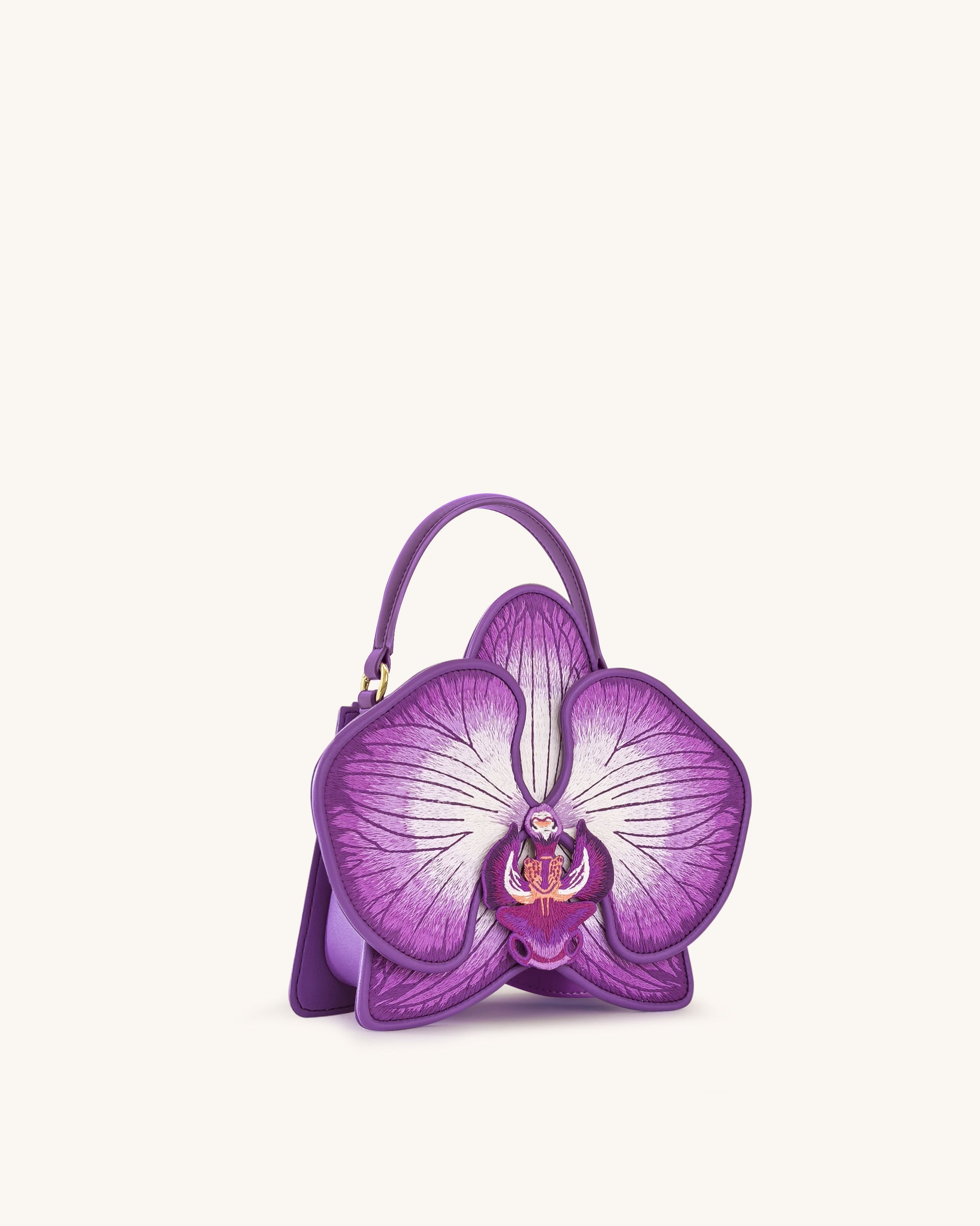 Flora Orchid Shaped Top Handle Bag - Purple