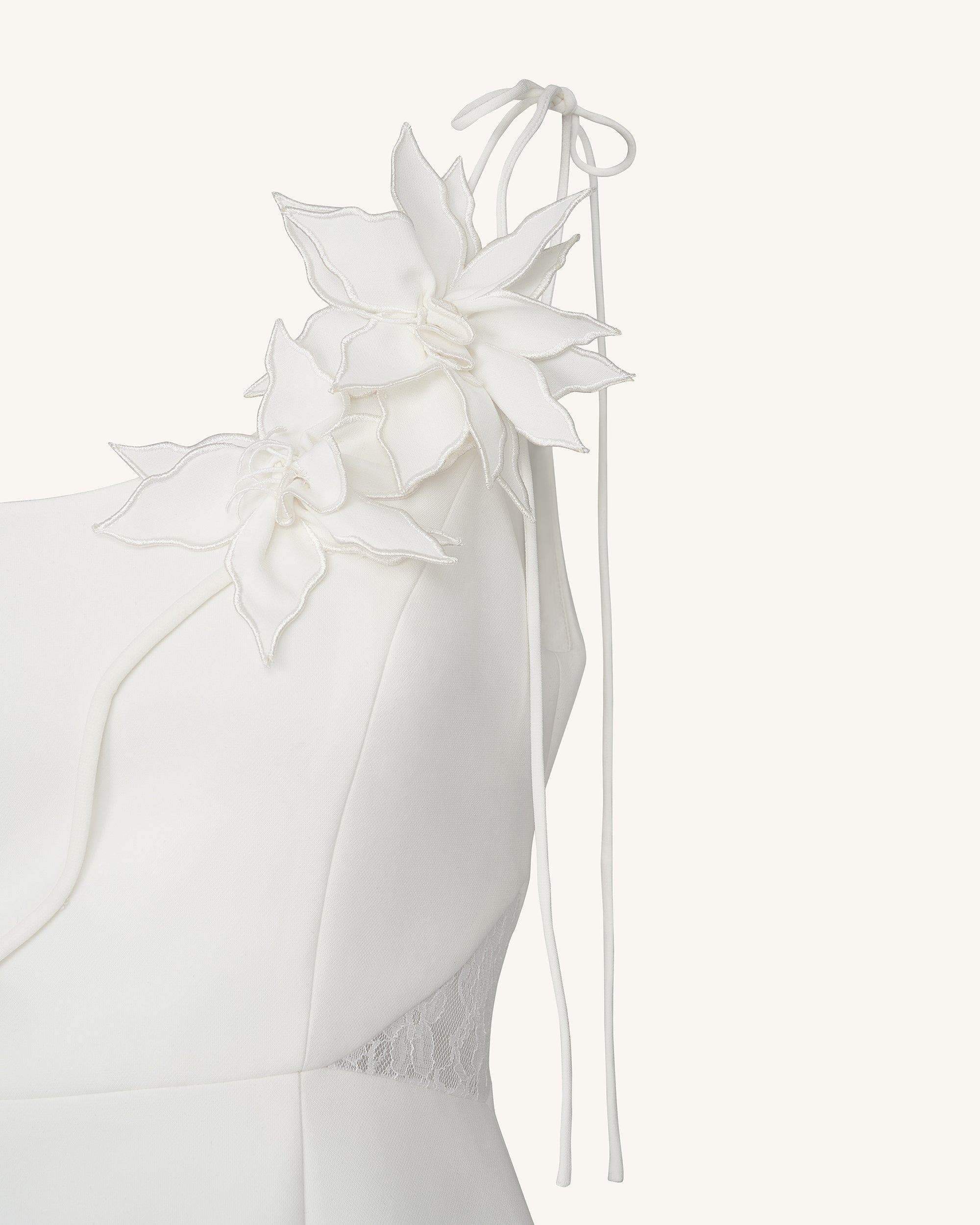 Floral Vine Tie Dress - White