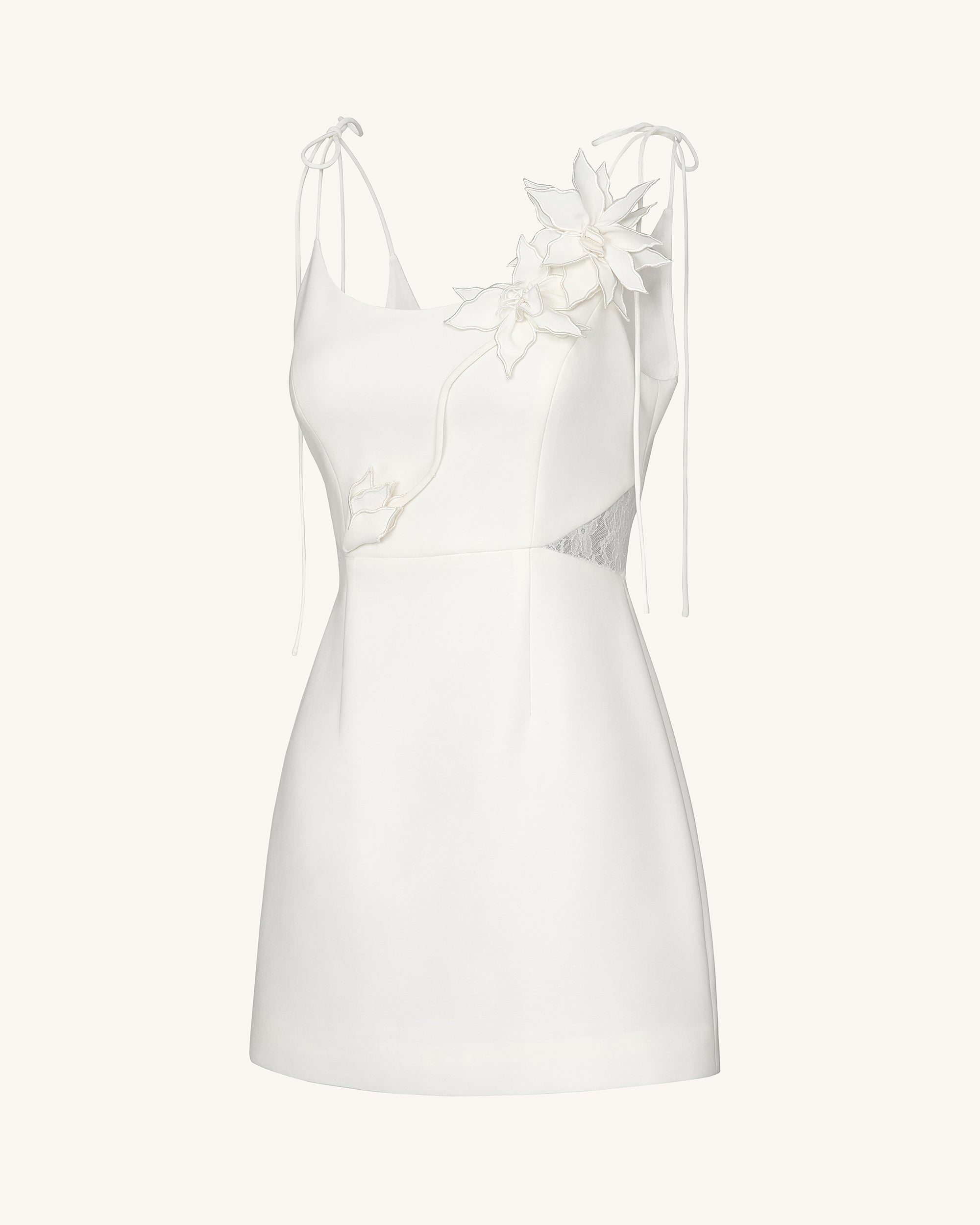 Floral Vine Tie Dress - White