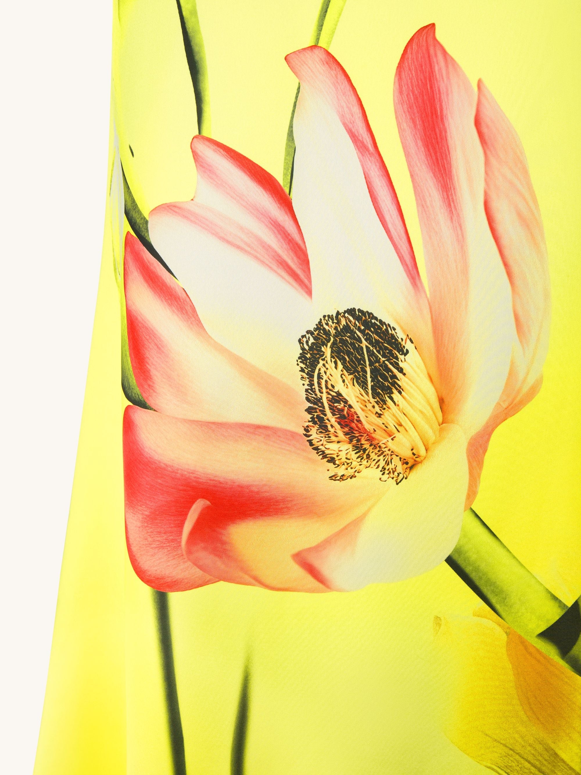 Floral Satin Halter Dress - Yellow/Pink