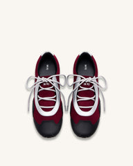 Caitlin Faux Suede Lace-up Ballerina Sneakers - Burgundy & Light Grey
