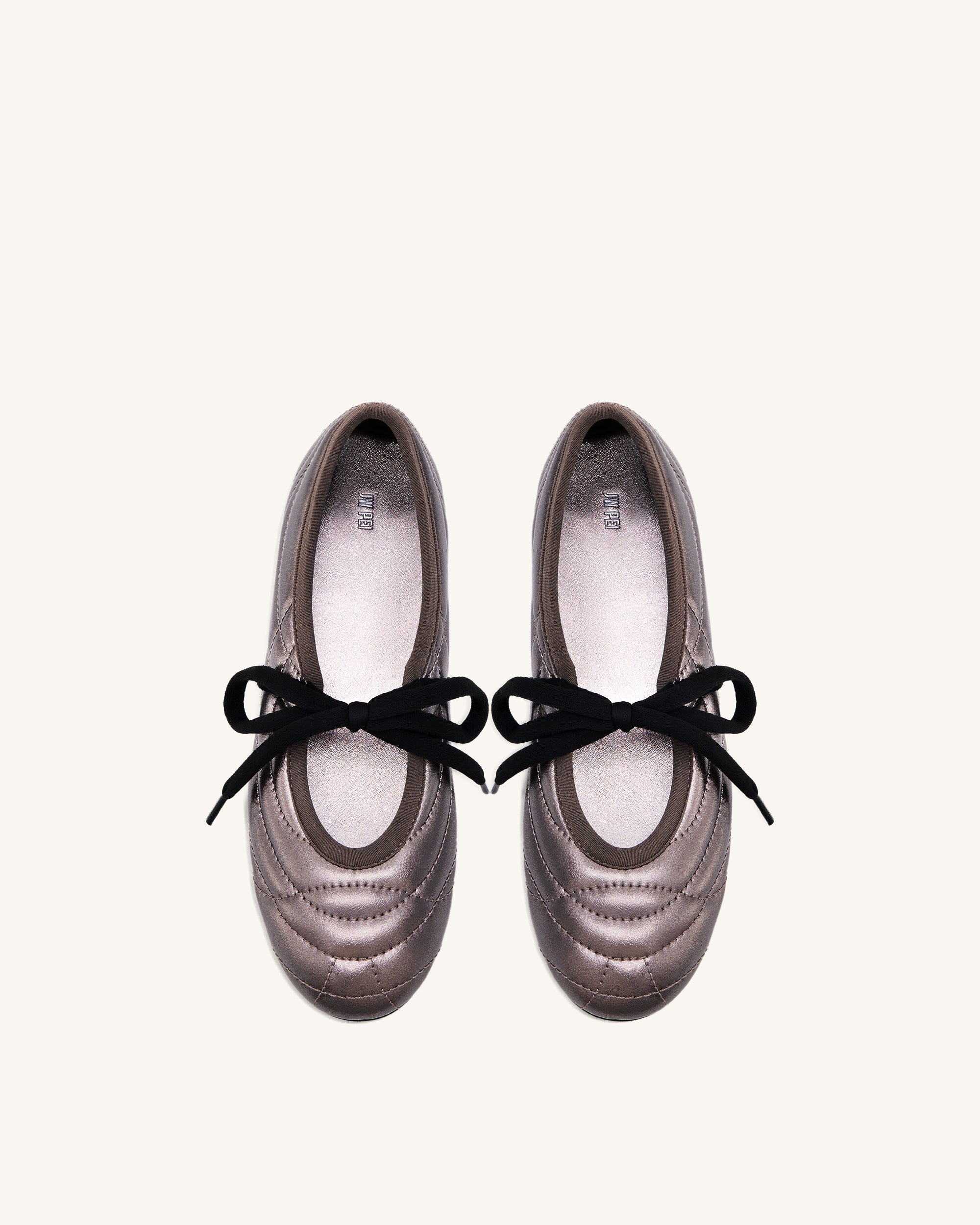 Erika Topstitching Lace-up Ballet Flats - Dark Brown