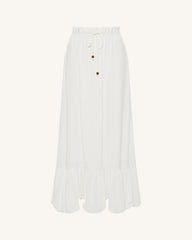 Drawstring Chiffon Maxi Skirt - White