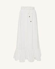 Drawstring Chiffon Maxi Skirt - White