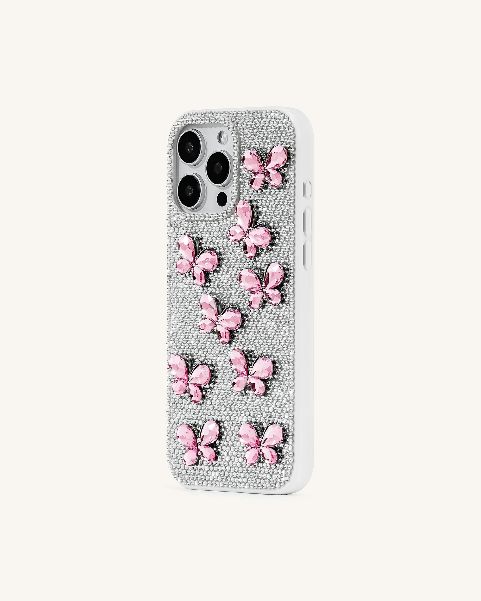 Butterfly Crystal Phone Case - White
