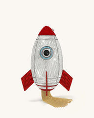 Rocket Shape Faux Crystal Clutch - Silver
